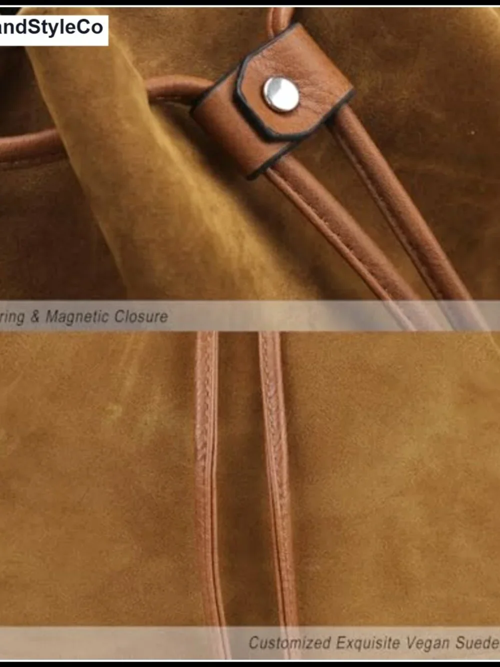 Vegan Suede Leather Bucket Bag Medium Slouchy Shoulder Purse with 2 Straps